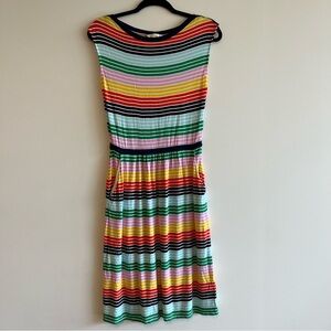 Boden Eleanor Rainbow Stripe Midi Dress